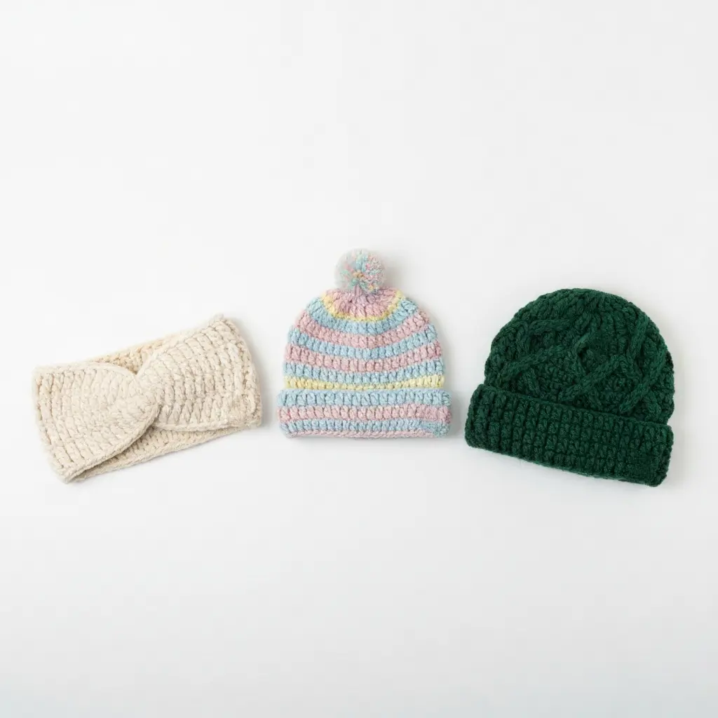 Crochet Headbands & Beanies-2 Crochet Headbands & Beanies - Image 1